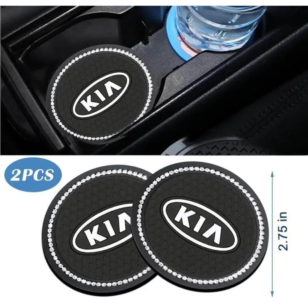 Kia cup Coasters in black and white with bling set of 2 NWT